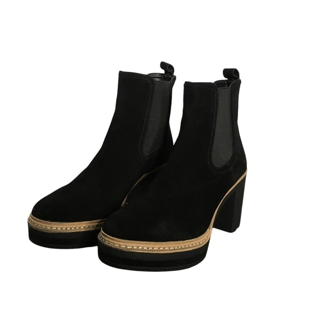 Steve Madden Lexi Booties cow suede upper pull on tabs black size 9.5 heels 3.5"